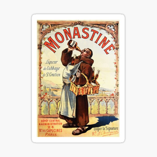 Item preview, MONASTINE LIQUEUR Monk Drinking Alcohol Vintage French designed and sold by retroposters.