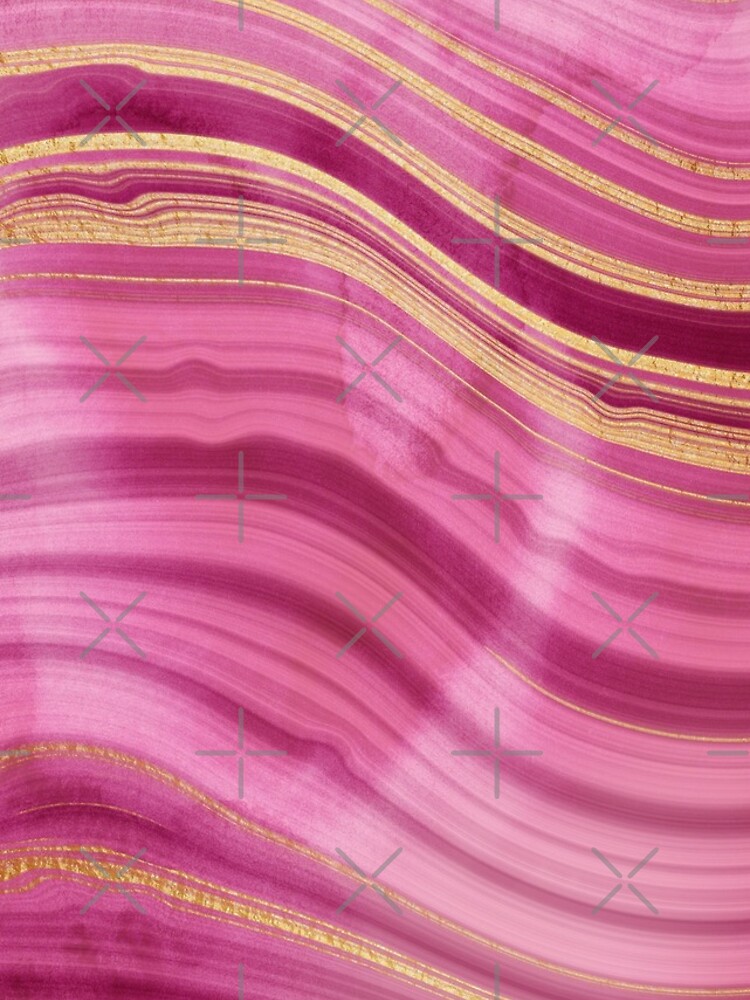 Pink Wavy Agate with Gold Stripes by MysticMarble