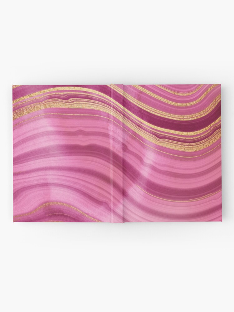 Alternate view of Pink Wavy Agate with Gold Stripes Hardcover Journal