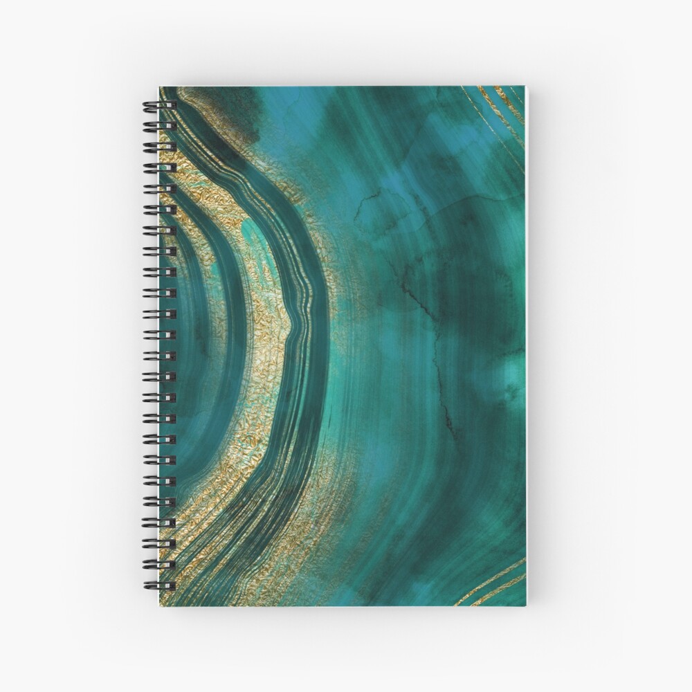 Gold Veined Green Luxury Marble Spiral Notebook