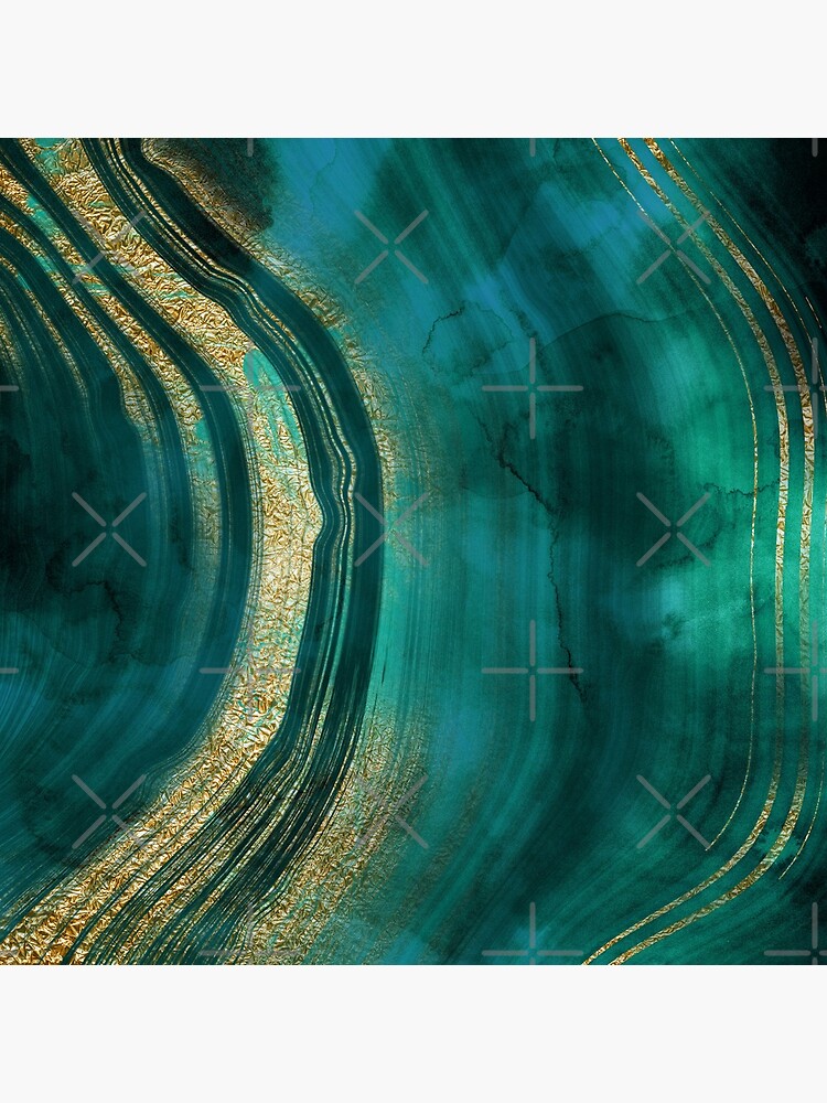 Thumbnail 4 of 4, Clock, Gold Veined Green Luxury Faux Marble designed and sold by MysticMarble.