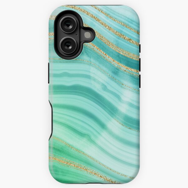 Aperçu de l'œuvre Sirène Ocean Teal Or Faux Marbre Glitter créée et vendue par MysticMarble.