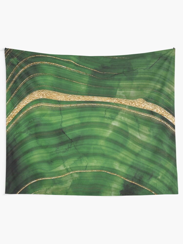Alternate view of Malachite Green Marble with Gold Veins Tapestry
