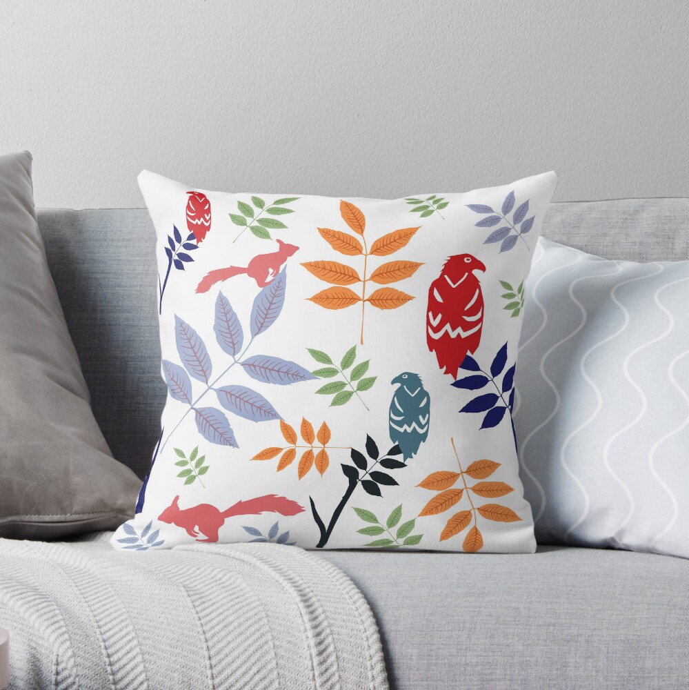 Yggdrasil folk art Throw Pillow