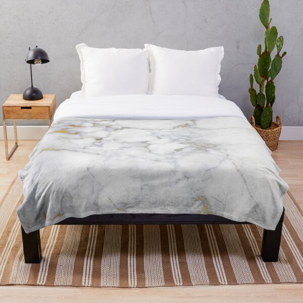 Gold Veins on Gray and White Marble I Throw Blanket