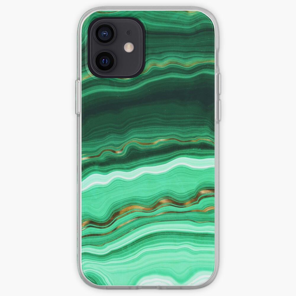 Green and Gold and Mint veined Malachite Gemstone iPhone Case & Cover