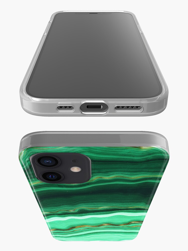 Alternate view of Green and Gold and Mint veined Malachite Gemstone iPhone Case & Cover