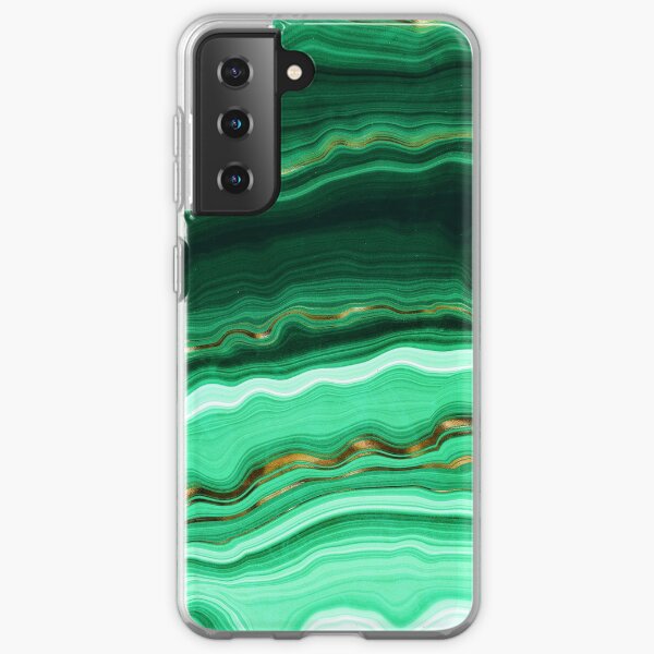 Green and Gold and Mint veined Malachite Gemstone Samsung Galaxy Soft Case