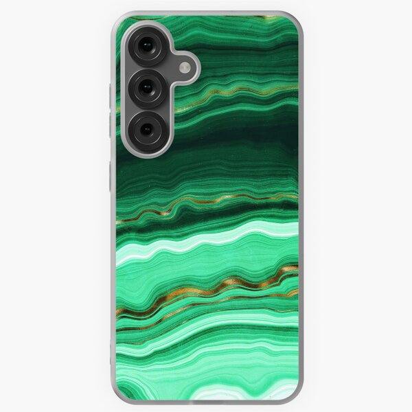 Aperçu de l'œuvre Pierre précieuse en malachite veinée de vert, d'or et de menthe créée et vendue par MysticMarble.