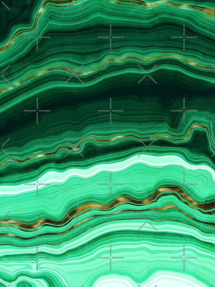 Green and Gold and Mint veined Malachite Gemstone by MysticMarble