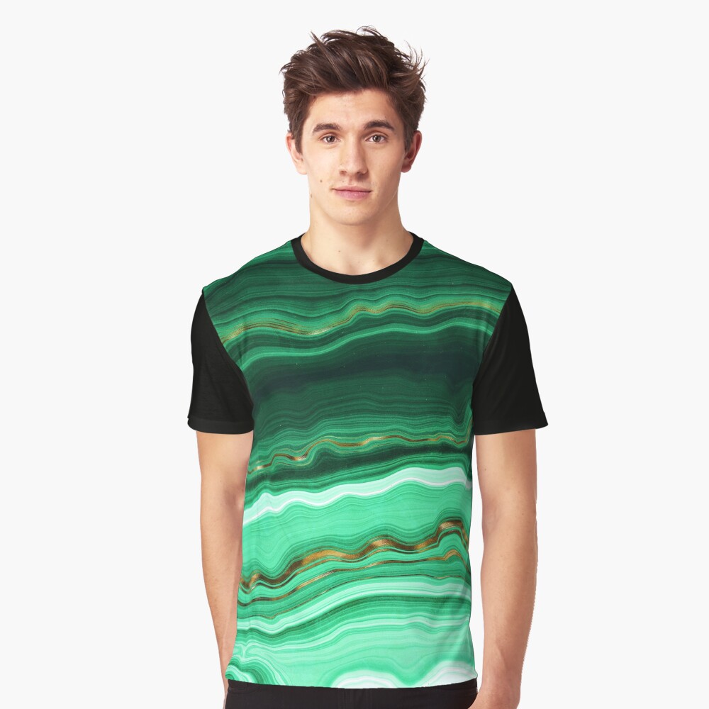 Green and Gold and Mint veined Malachite Gemstone Graphic T-Shirt