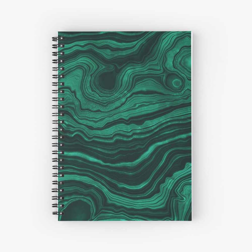 Malachite Green Marble with light Veins Spiral Notebook