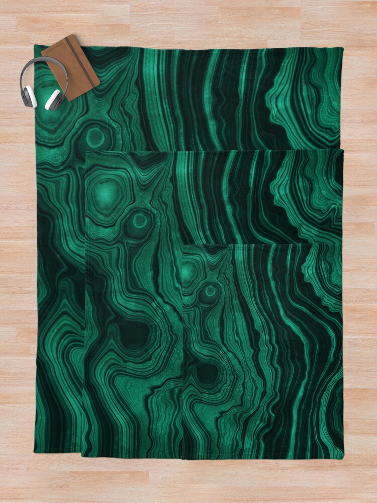 Alternate view of Malachite Green Marble with light Veins Throw Blanket