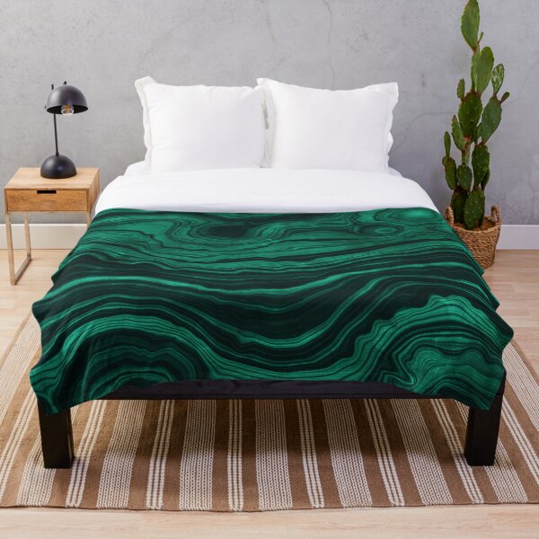 Malachite Green Marble with light Veins Throw Blanket