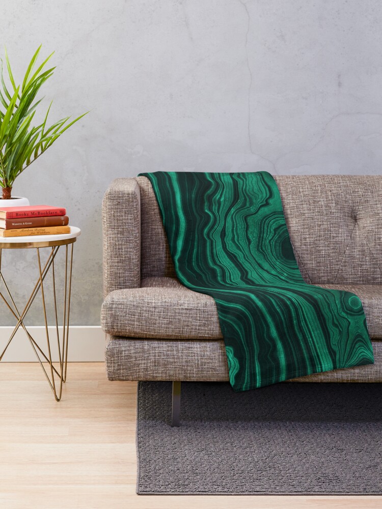 Alternate view of Malachite Green Marble with light Veins Throw Blanket