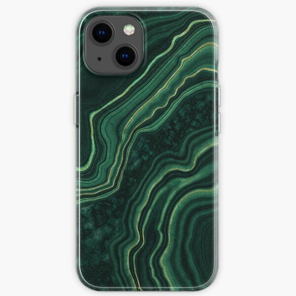Malachite Green Marble with Gold Veins iPhone Soft Case