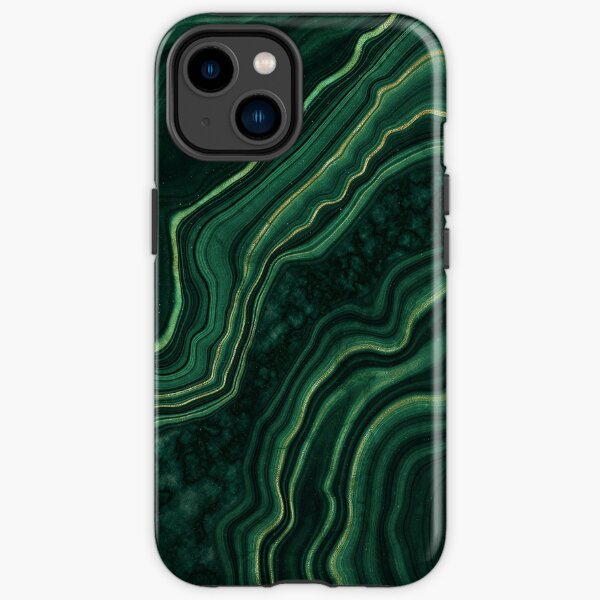 Faux Malachite Green Marble with Gold Veins iPhone Tough Case
