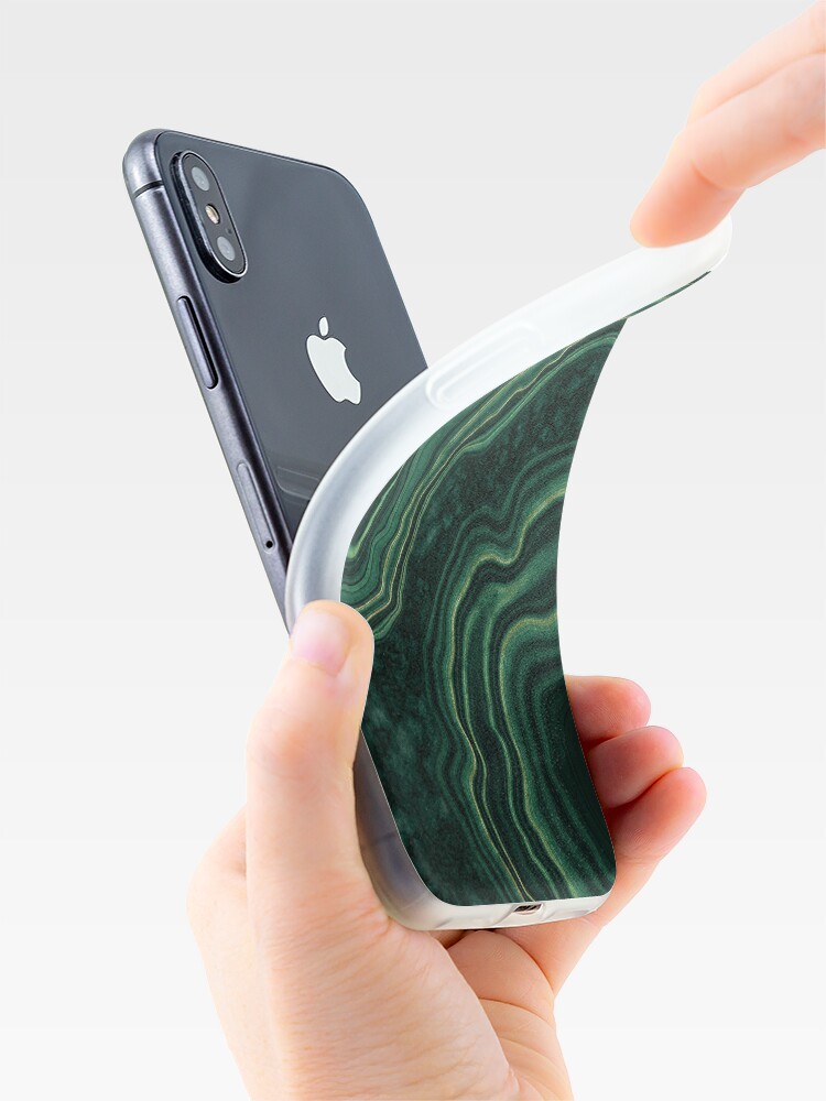 Alternate view of Malachite Green Marble with Gold Veins iPhone Case & Cover