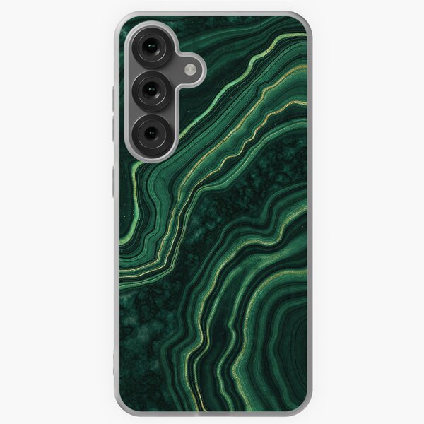 Aperçu de l'œuvre Faux marbre vert malachite avec veines dorées créée et vendue par MysticMarble.