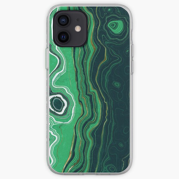 Malachite Green Marble with Gold Veins VI iPhone Soft Case