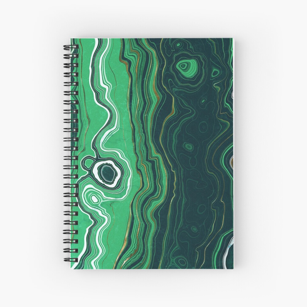 Malachite Green Marble with Gold Veins VI Spiral Notebook