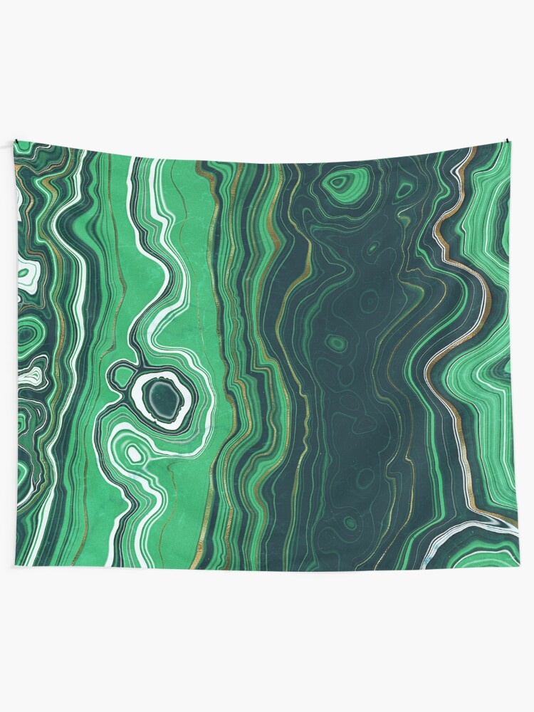 Alternate view of Malachite Green Marble with Gold Veins VI Tapestry