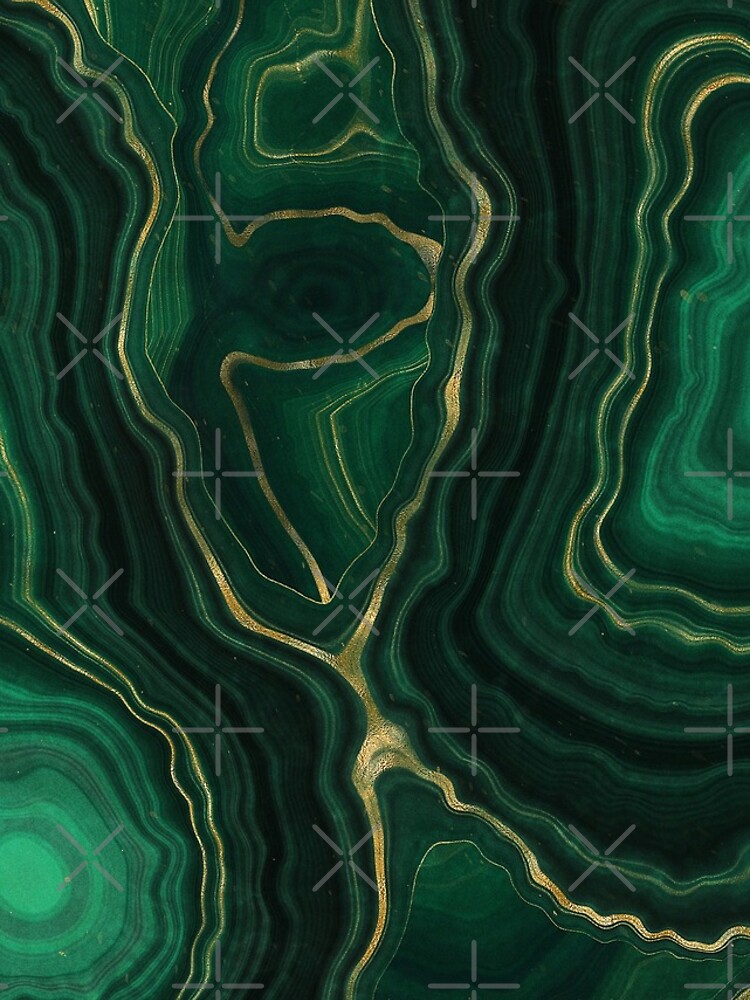 Malachite Green Marble with Gold Veins IV by MysticMarble