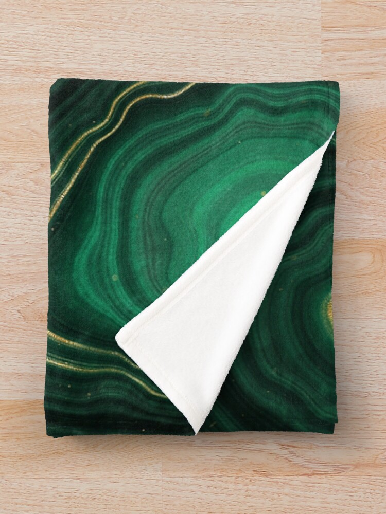 Alternate view of Malachite Green Marble with Gold Veins IV Throw Blanket