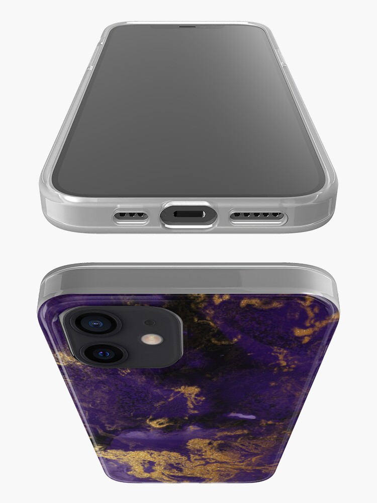Alternate view of Dark Purple Ink Marble Texture with Gold Veins iPhone Case & Cover