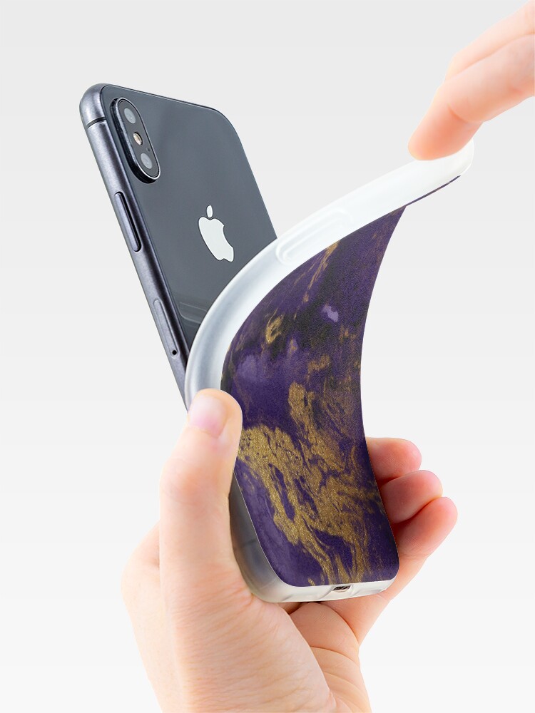 Alternate view of Dark Purple Ink Marble Texture with Gold Veins iPhone Case & Cover