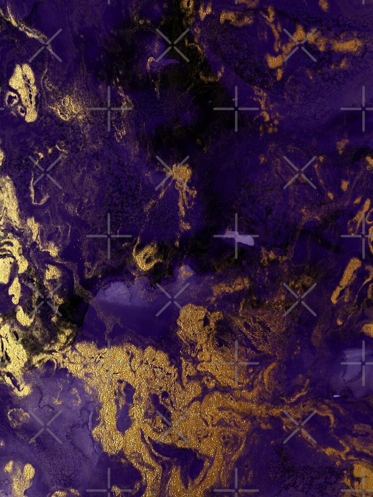 Dark Purple Ink Marble Texture with Gold Veins by MysticMarble