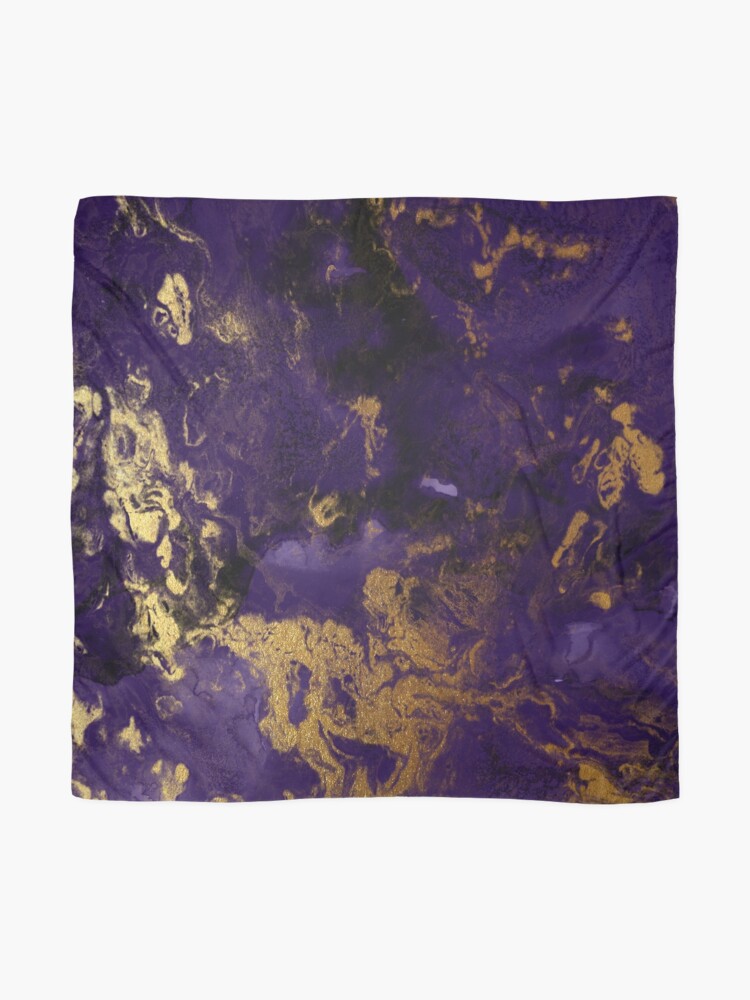 Alternate view of Dark Purple Ink Marble Texture with Gold Veins Scarf