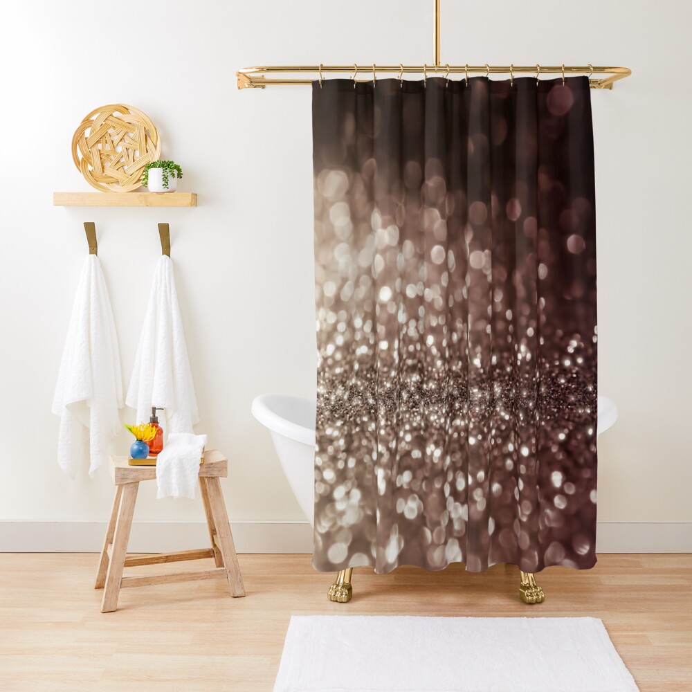 Mocca Brown Glitter Shower Curtain