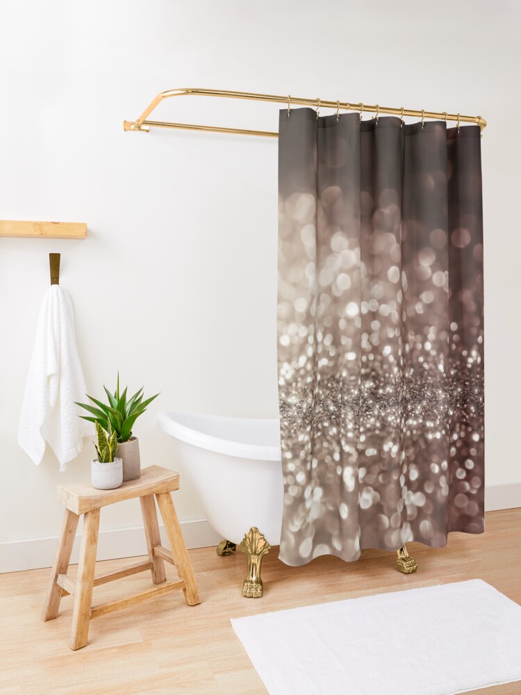 Alternate view of Mocca Brown Glitter Shower Curtain
