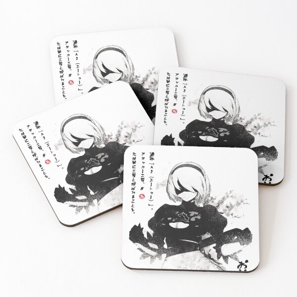 NieR:Automata 2B Japan Ink ニーア_オートマタ Coasters (Set of 4)