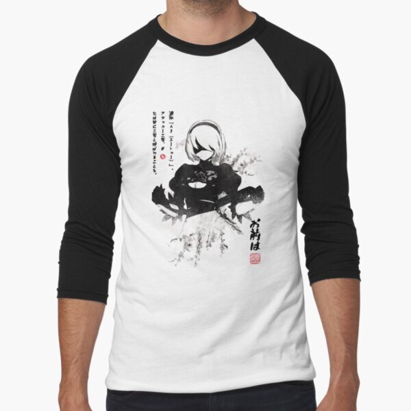 NieR:Automata 2B Japan Ink ニーア_オートマタ Baseball ¾ Sleeve T-Shirt