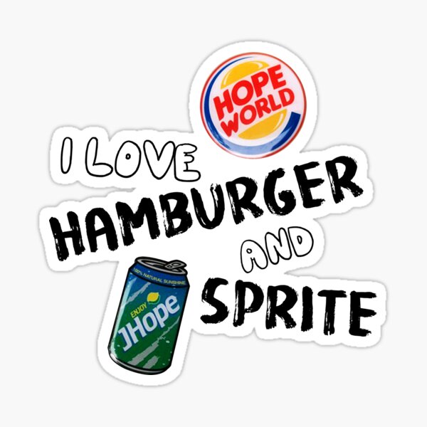 J-hope hamburger and sprite Sticker