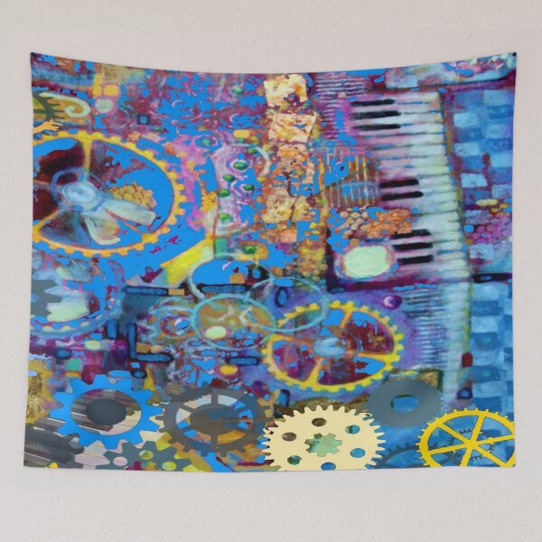 Item preview, SURREAL BLUE STEAMPUNK ELECTRONIC PIANO ART , designed and sold by sharlesart.
