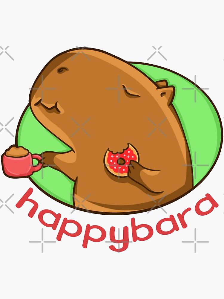 Capybara with a leaf, eat your greens! Sticker for Sale by manydoodles