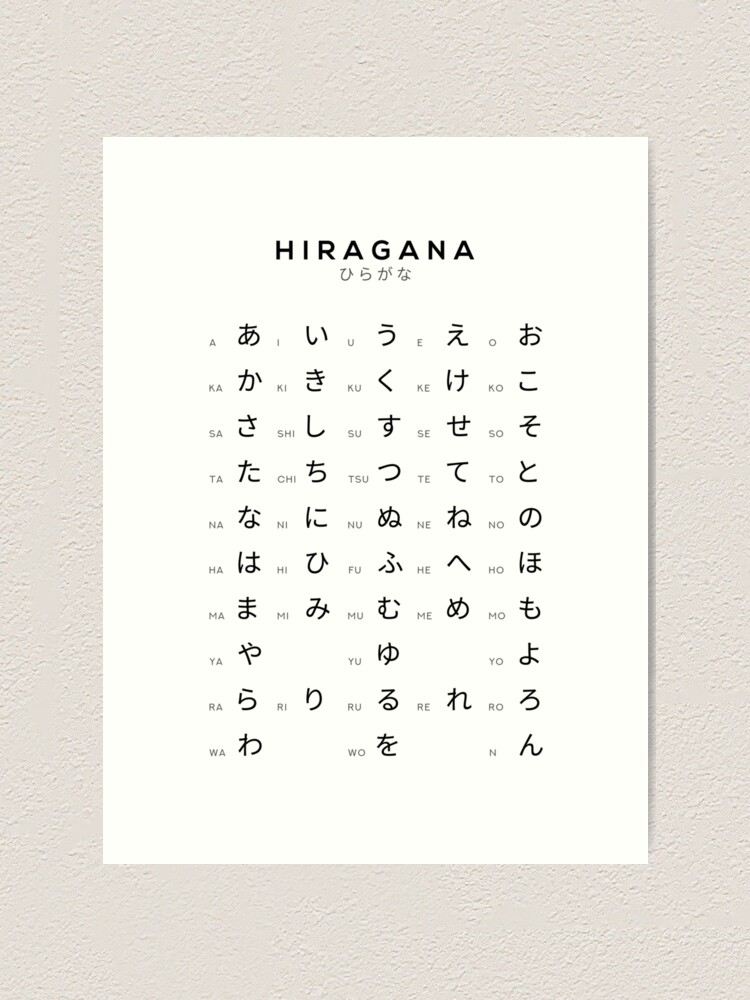 Hiragana Chart Japanese Alphabet Learning Chart White Art Print By Typelab Redbubble