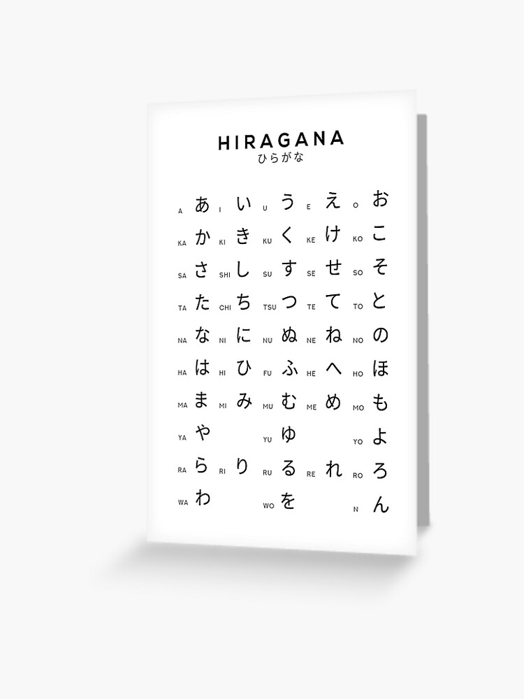 Hiragana Chart Japanese Alphabet Learning Chart White Greeting Card By Typelab Redbubble