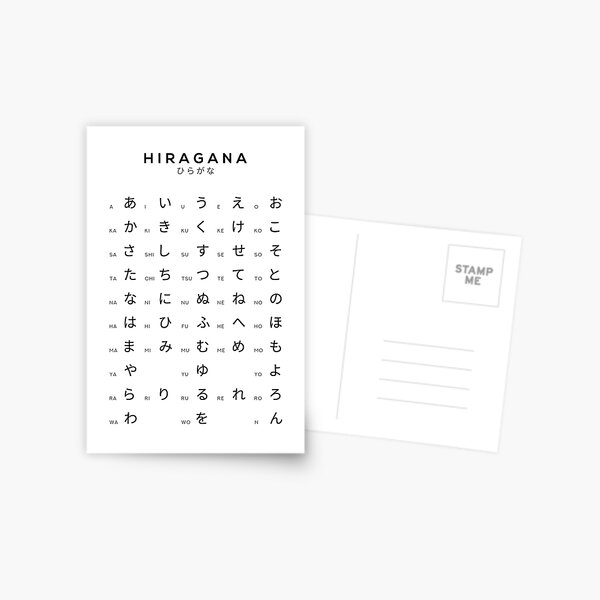"Hiragana Chart Japanese Alphabet Learning Chart White" Postcard