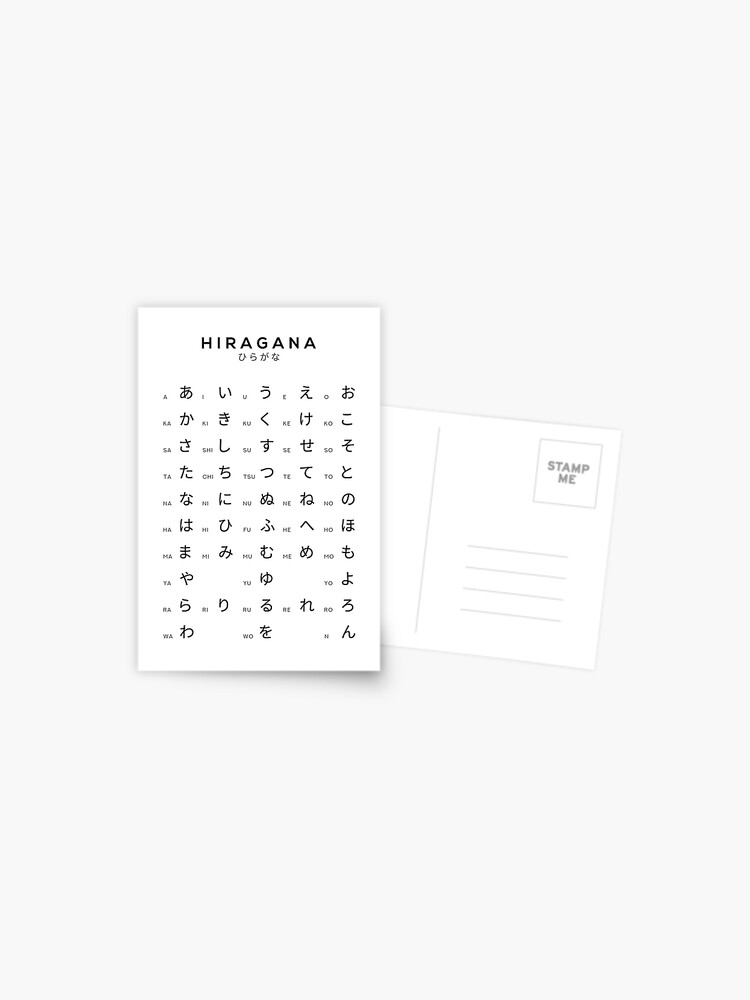 "Hiragana Chart Japanese Alphabet Learning Chart White" Postcard
