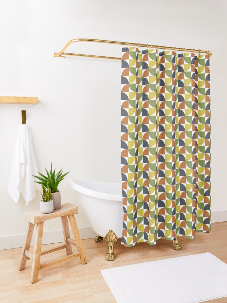 "Abstract Geometric Mid Century Modern Quarter Circles Pattern" Shower