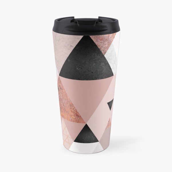 Geometric Compilation in Rose Gold and Blush Pink Travel Coffee Mug