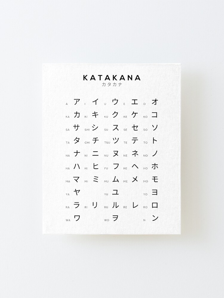 "Katakana Chart Japanese Alphabet Learning Chart White" Mounted
