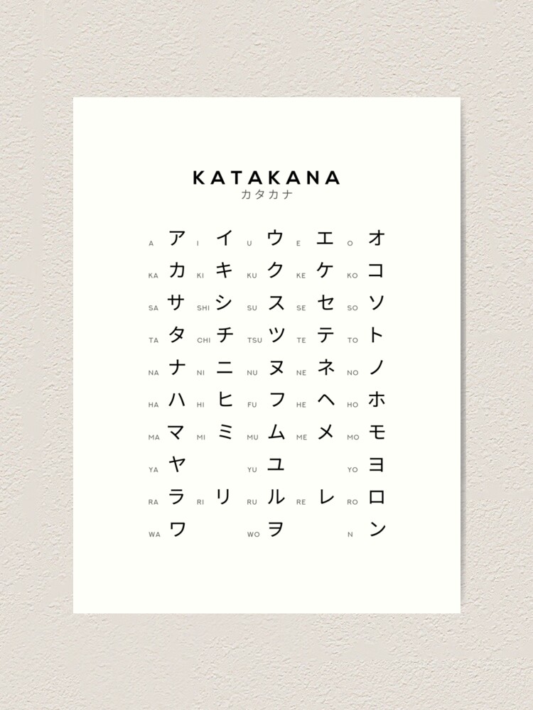 Katakana Diagramm Japanisches Alphabet Lerndiagramm Weiss Kunstdruck Von Typelab Redbubble