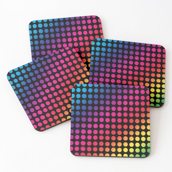 Item preview, rainbow dots on black designed and sold by ShyflyerArts.