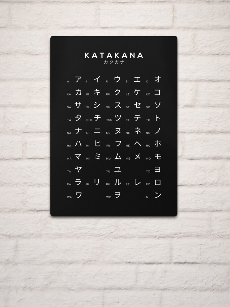 Katakana Chart - Japanese Alphabet Learning Chart - Black Metal