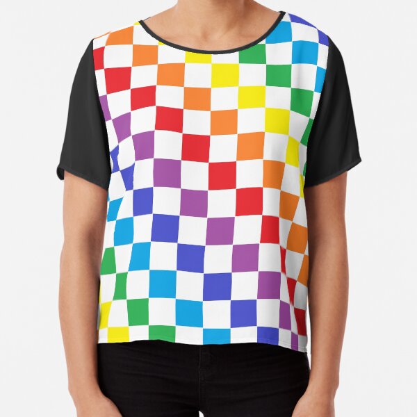 Checkered Rainbow Chiffon Top
